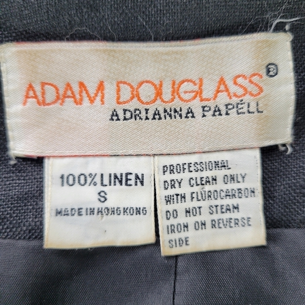 Adam Douglass Adriana Papell Blazer Size S Black Embellished Long Linen 90s Y2K - Picture 7 of 11